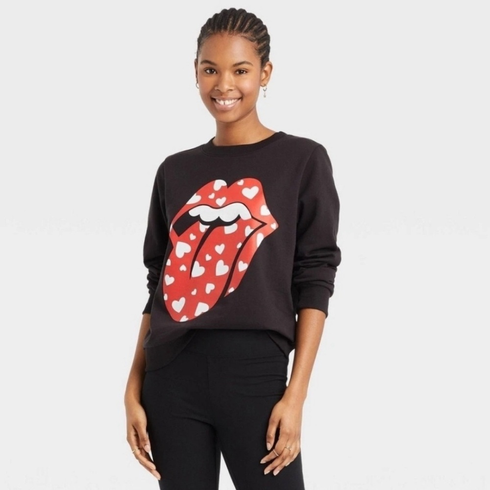 The Rolling Stones Black Long Sleeve Tee with Red and White Graphic XS